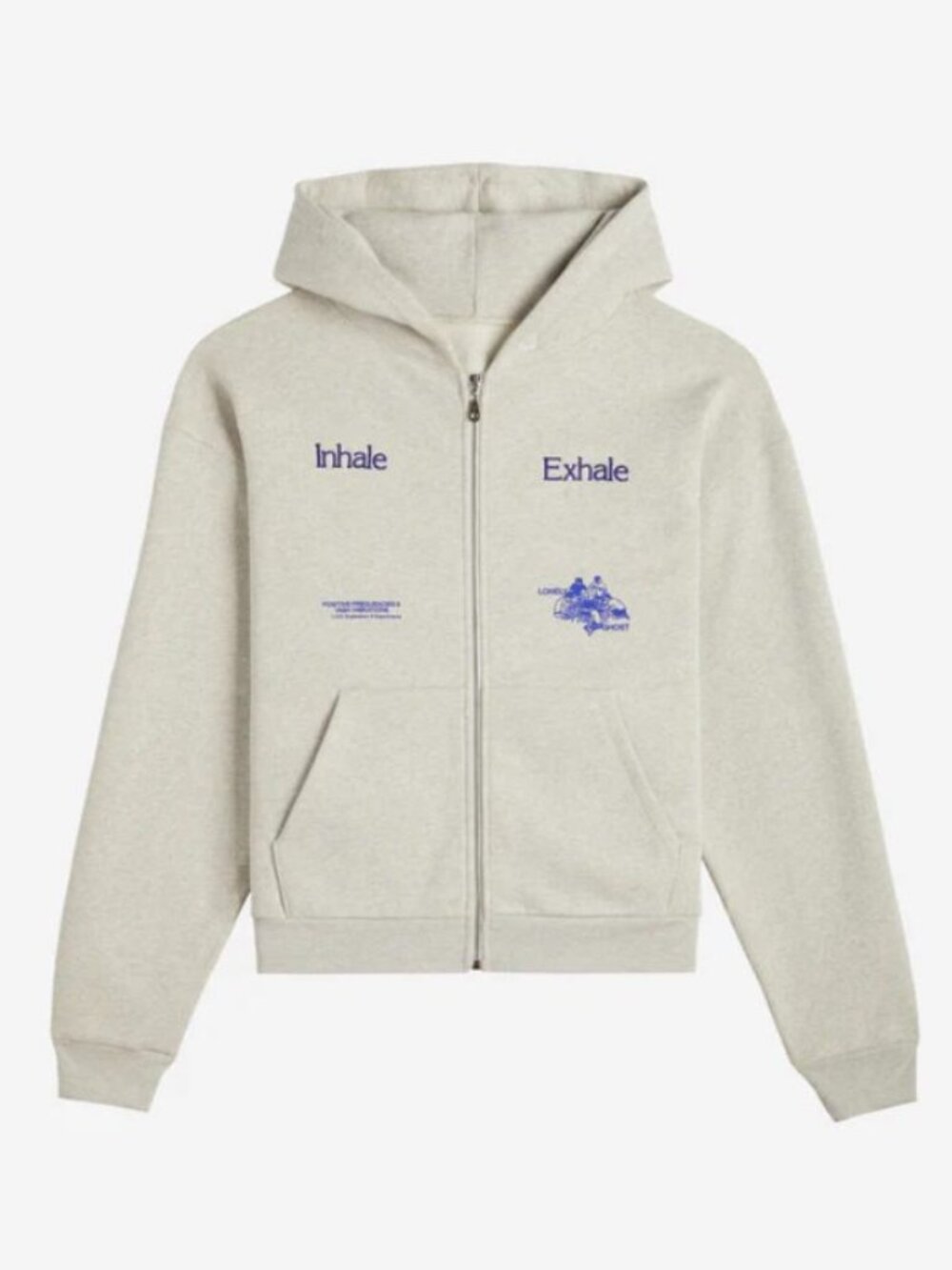 Lonely Ghost Inhale Exhale Heavyweight Hoodie Grey Small/Medium
